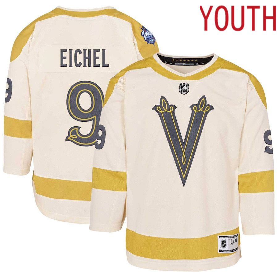 Youth Vegas Golden Knights #9 Jack Eichel Cream 2024 NHL Winter Classic Premier Player Jersey